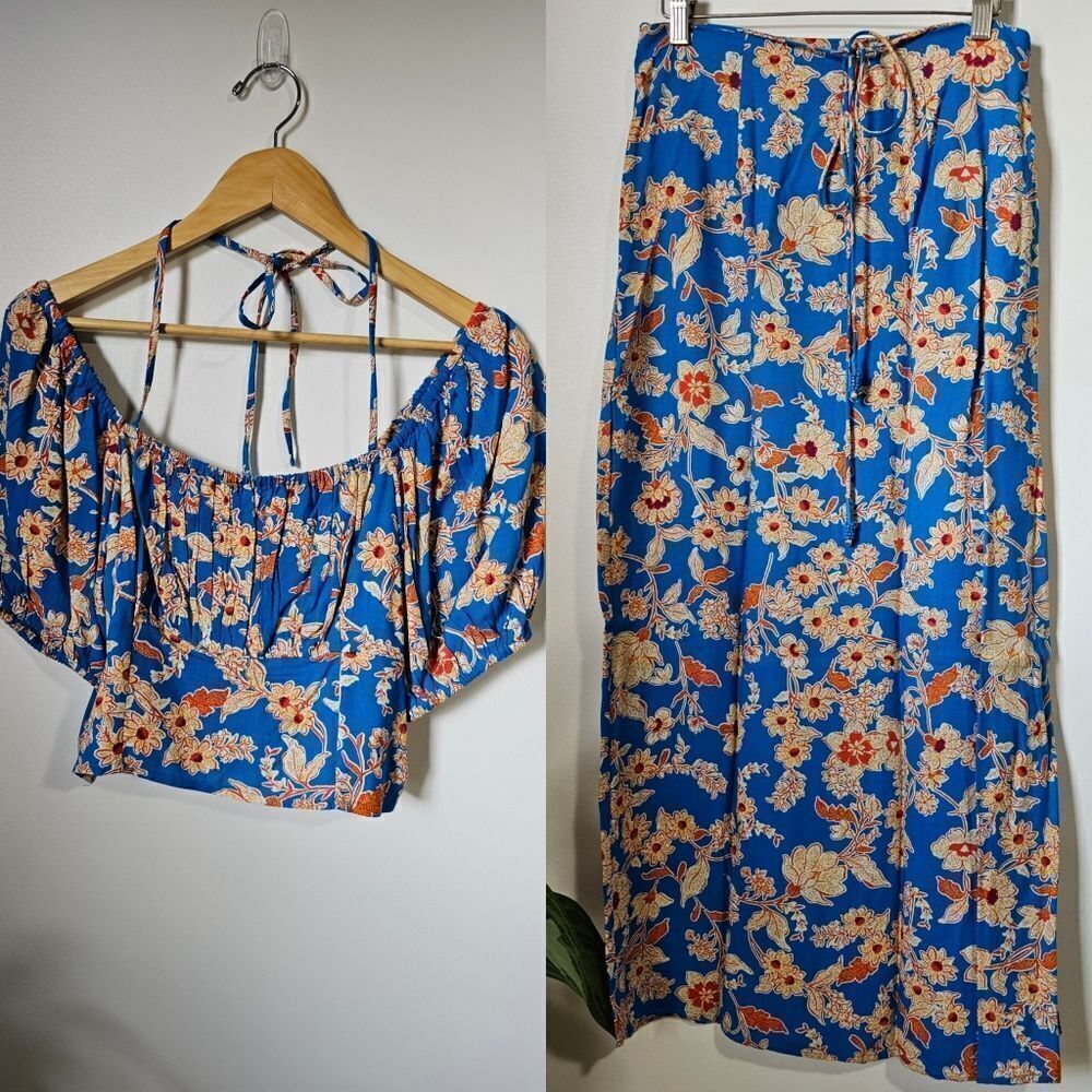 NWT JESSICA SIMPSON TOP & SKIRT PAIR FLORAL SUMMER OUTFIT SIZE M / L